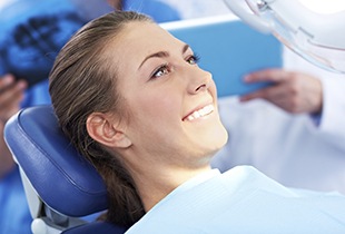 Young woman in dental chair