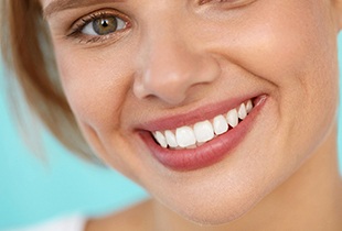 closeup of patient smiling after getting veneers in Arcadia